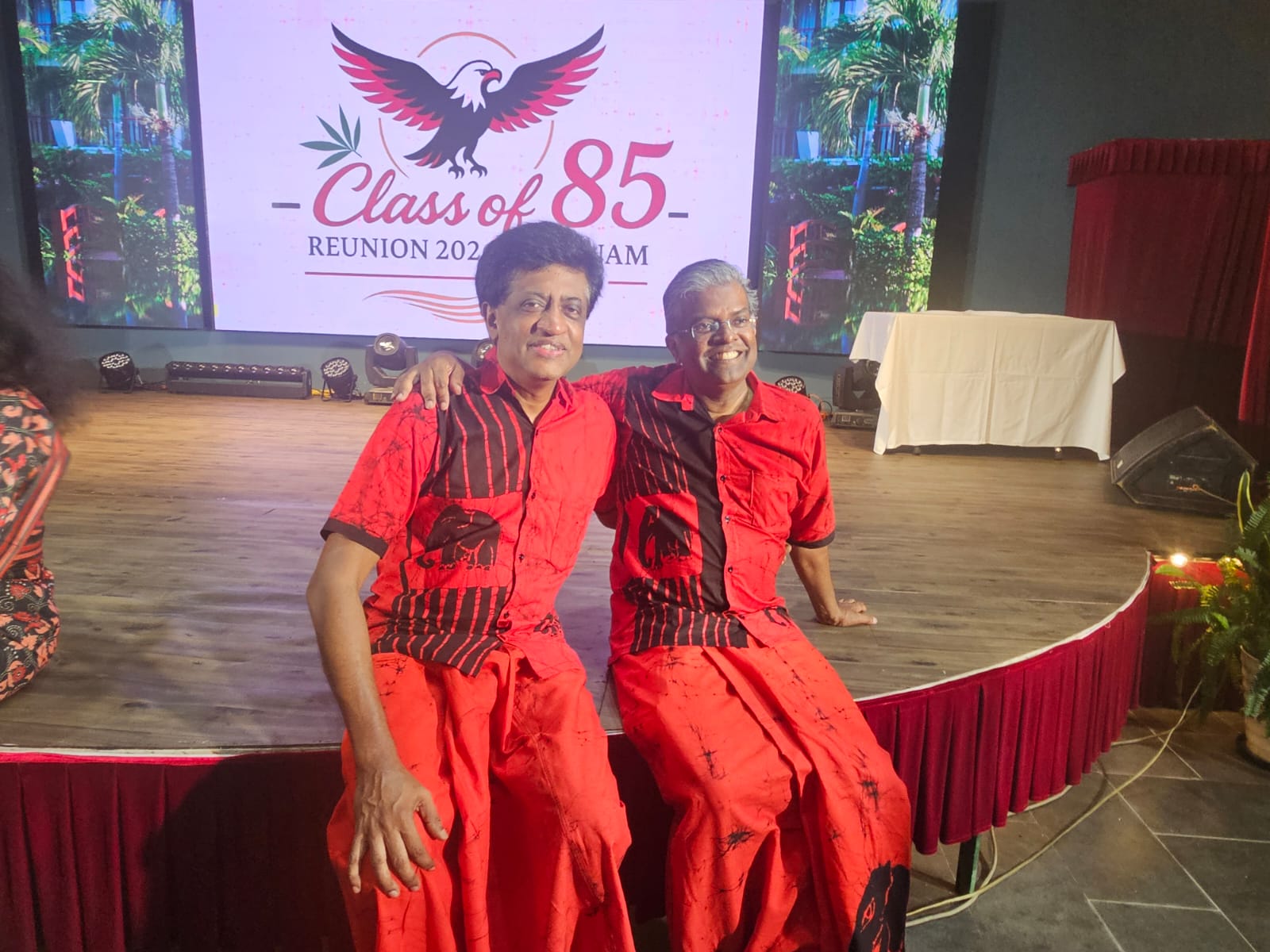 Two friends on stage