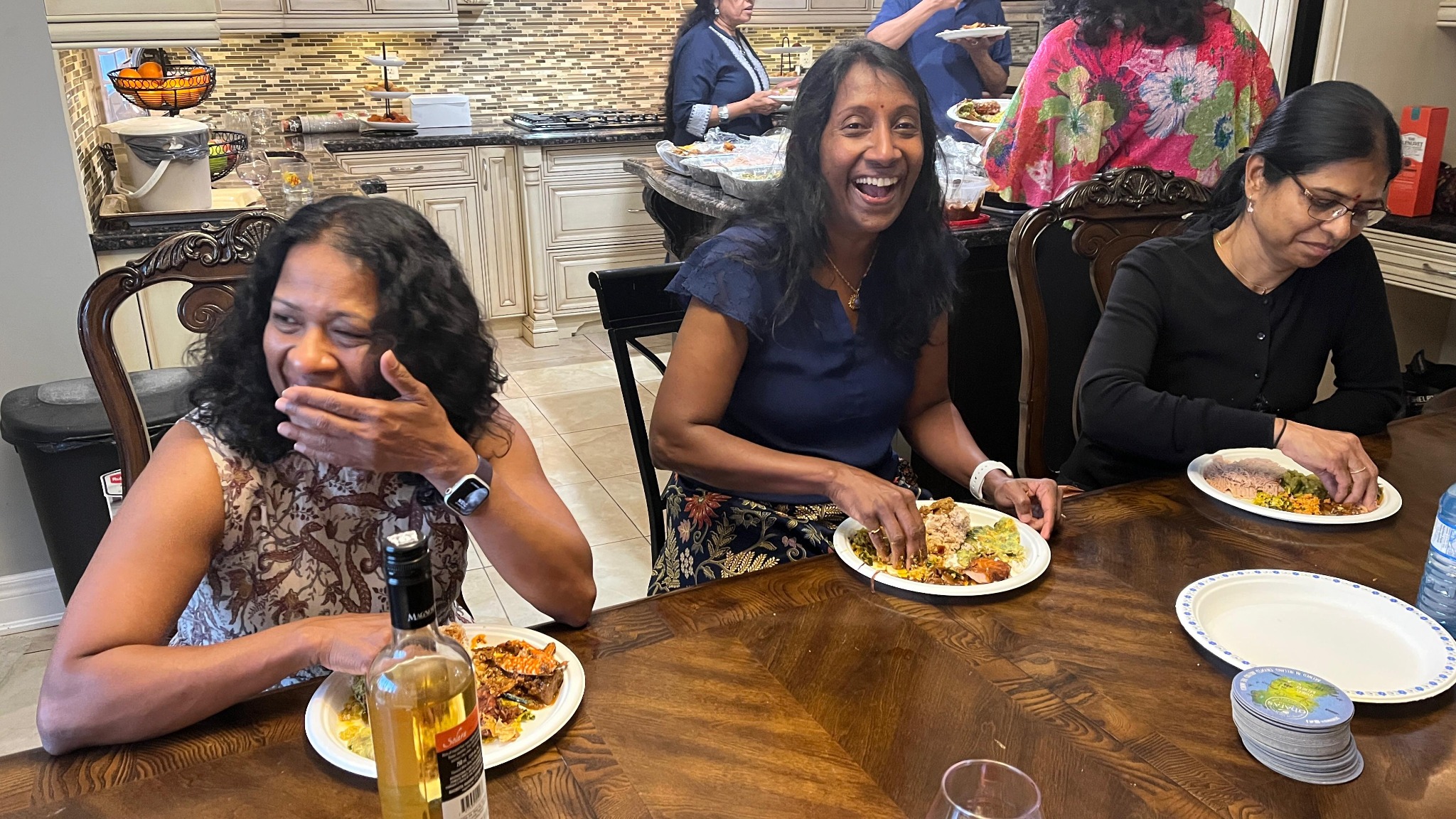 Friends dining together