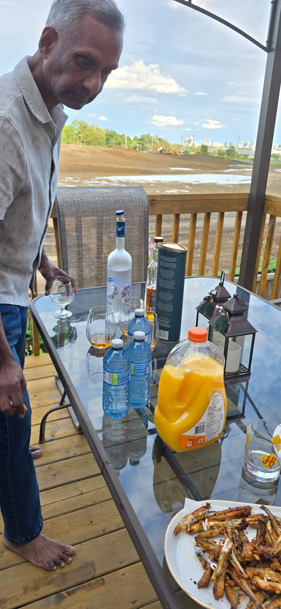 Refreshments on the deck table