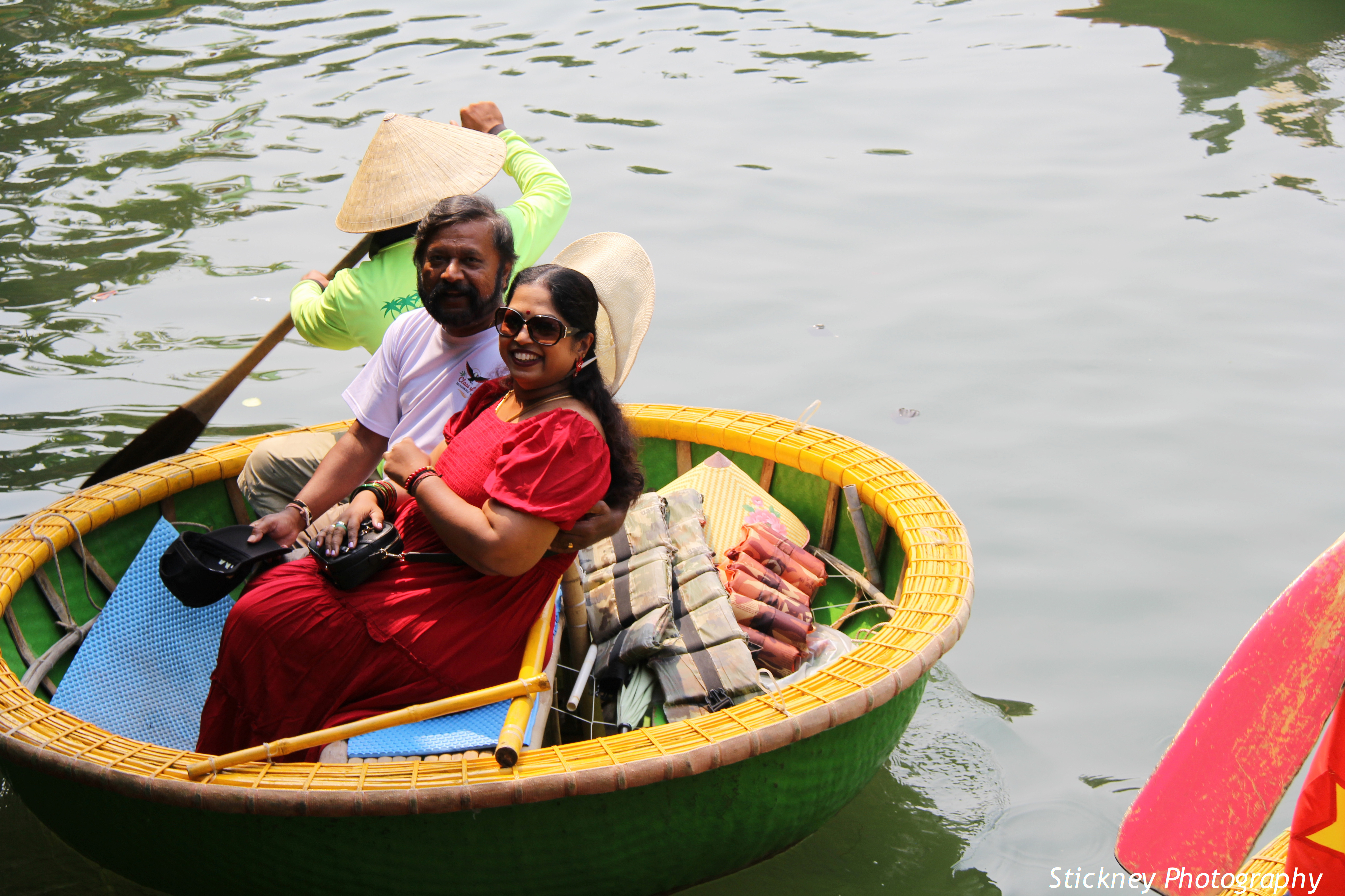 Basket boat memories in Vietnam — colour, laughter, and friendship on the water.